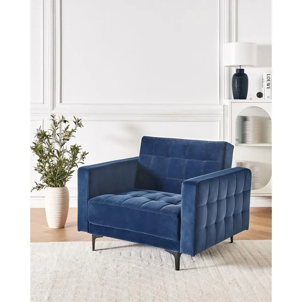 ABERDEEN - Fauteuil - Blauw - Fluweel