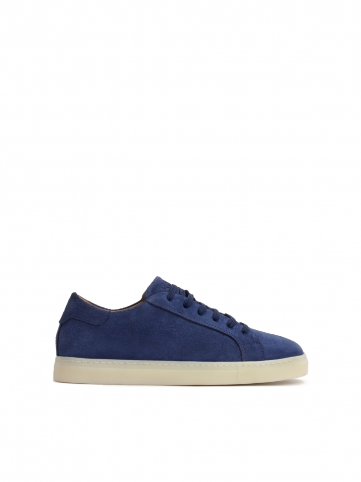 Navy blue suede leather sneakers