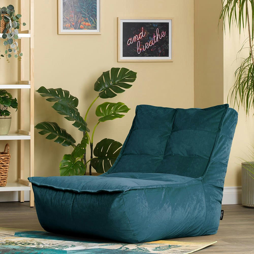 DOLCE - Pouf modulable sofa velours, 2 pièces, vert canard