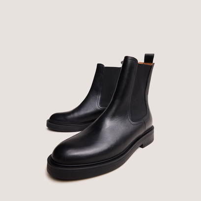 Boots à bouts rondsen cuir noir | AGEN