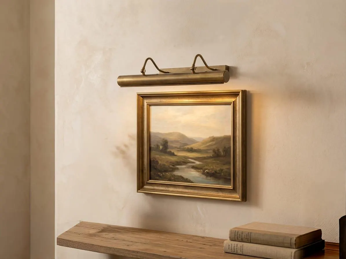 Vintage Brass Picture Light, Wall-Mounted Art Lamp, Gallery Style