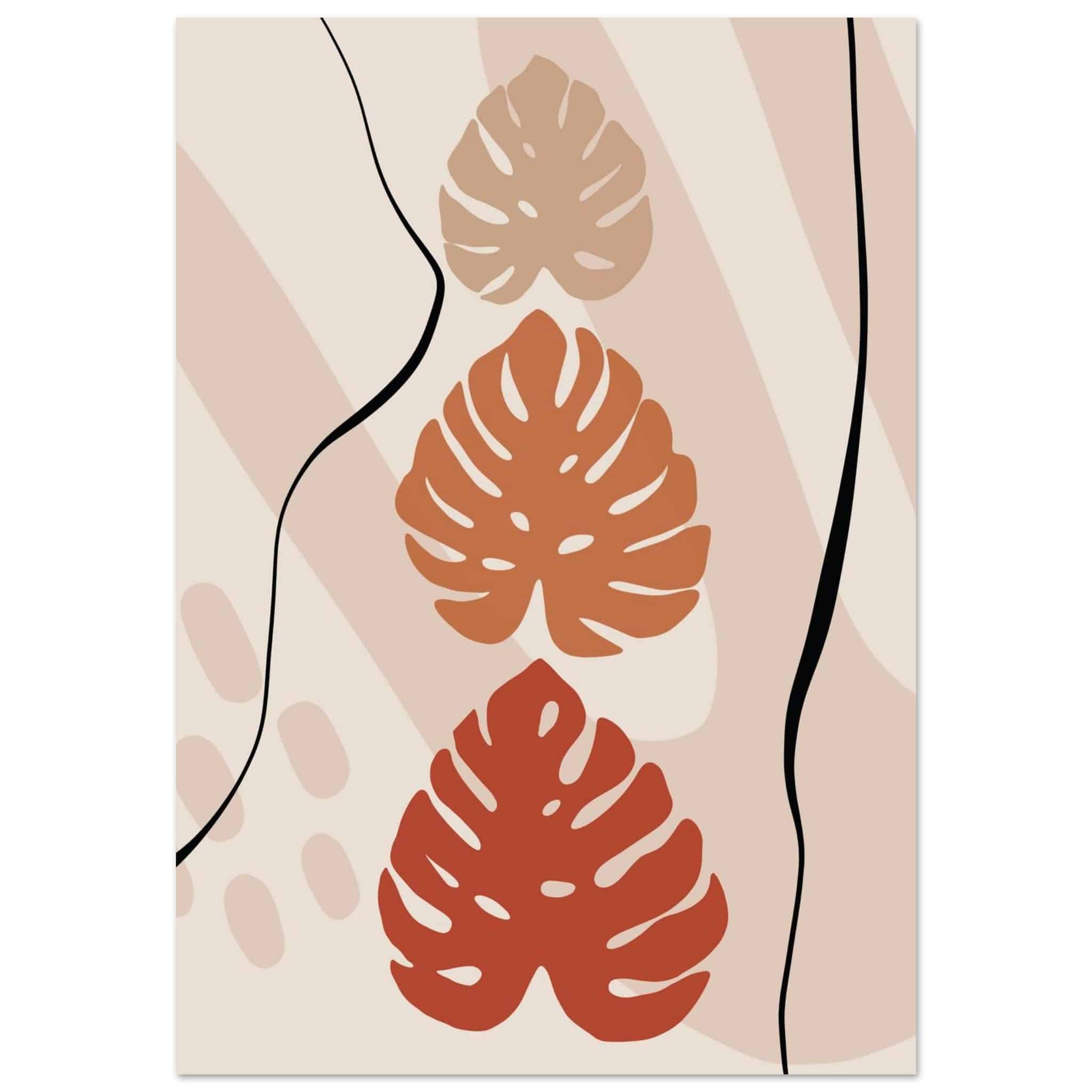 Artfulprints Poster Boho – Tropical trio  - 70x100 cm - Taupe