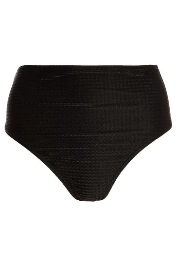 Quiz Black Textured High Waist Bikini Bottoms