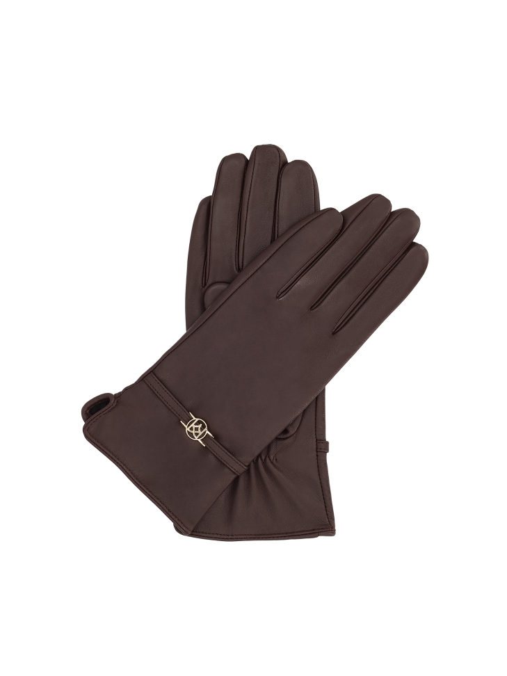Brown gloves with touchscreen functionality