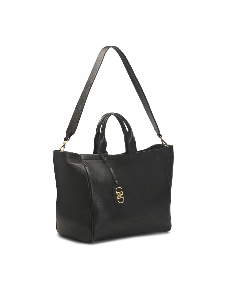 Black large soft leather handbag