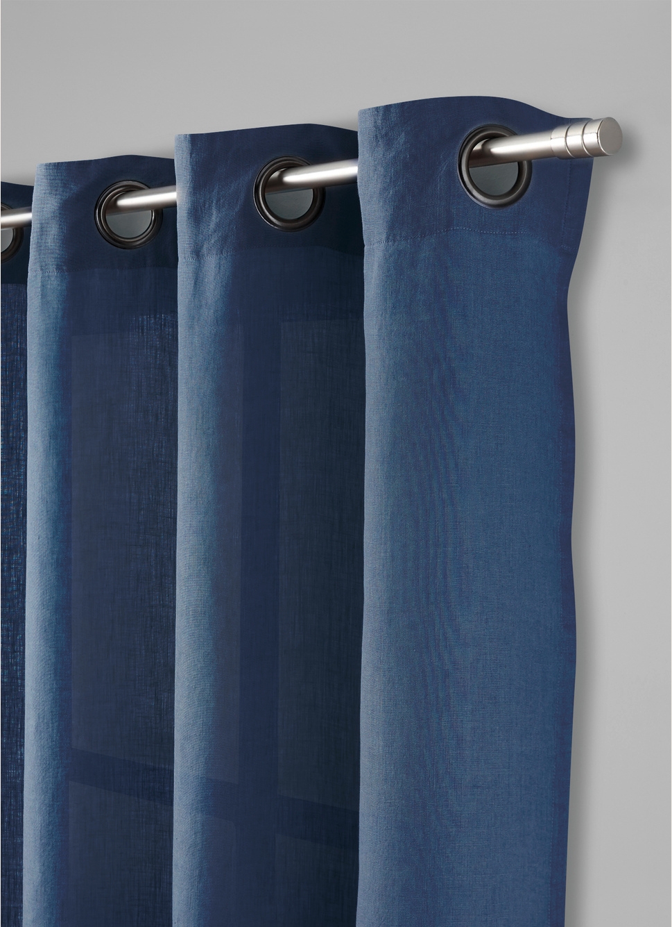 RIDEAU EN LIN LAVÉ UNI MARINE
