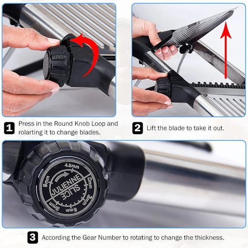 NNEOBA Adjustable Slicer Stainless Steel Vegetable Cutter Chopper Black