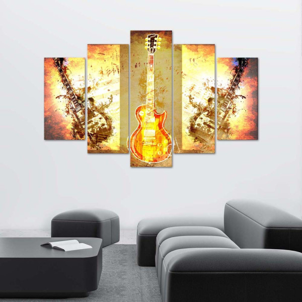 Feeby Obraz 5 częściowy na płótnie Gitara 100x70