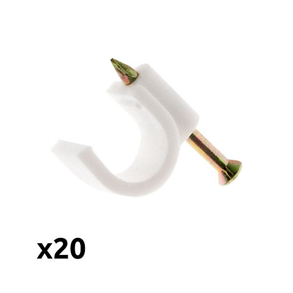 Lot de 20 crochets fixation diamètre 9mm - Blanc - Zenitech