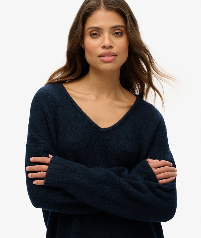Oversized V Neck Jumper Dress