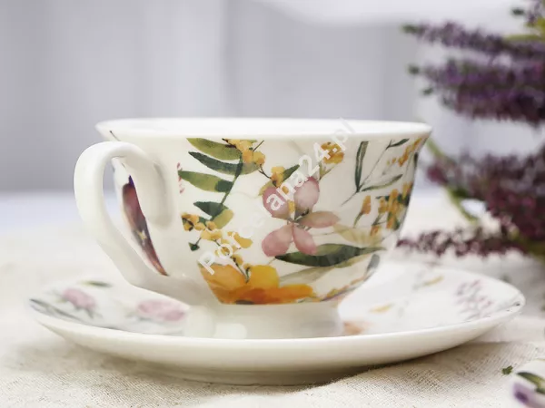 Komplet 2 filiżanek ze spodkami 0,25 l / 15 cm Duo - Pansy 15.PAN.K2FS