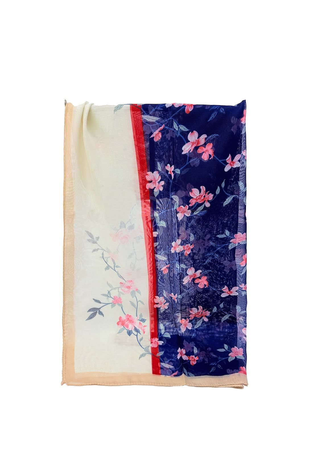 Vellin Floral Border Double Colour Lightweight Scarf