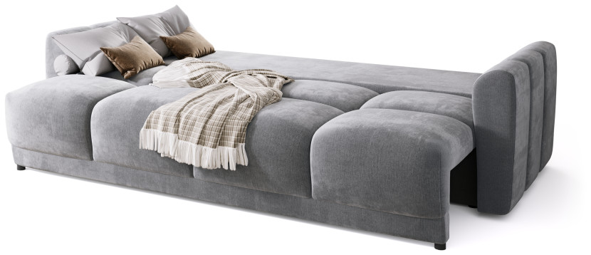 Sofa z funkcją spania NUBES szara pojemnik na pościel