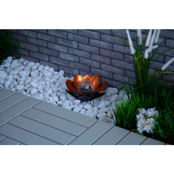 Solarleuchte, Metall/Glas/Kunststoff, orange/Kupfer/silber