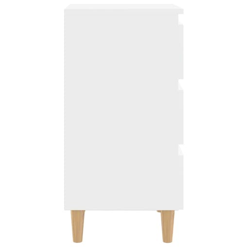 NNEVL Bed Cabinet with Solid Wood Legs White 40x35x69 cm