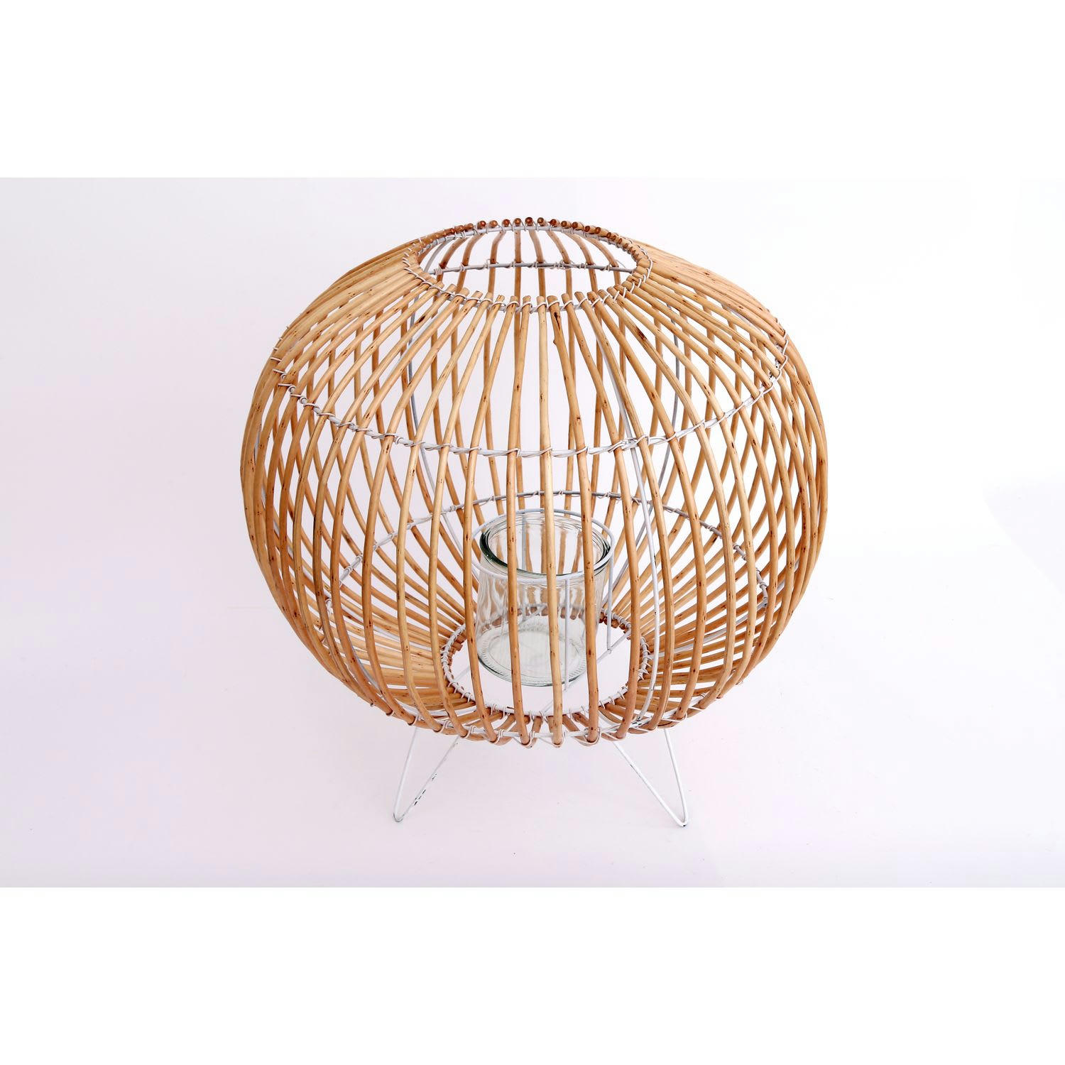 ALIX - Bougeoir boule en rotin alix diam. 41 x h. 43 cm blanc