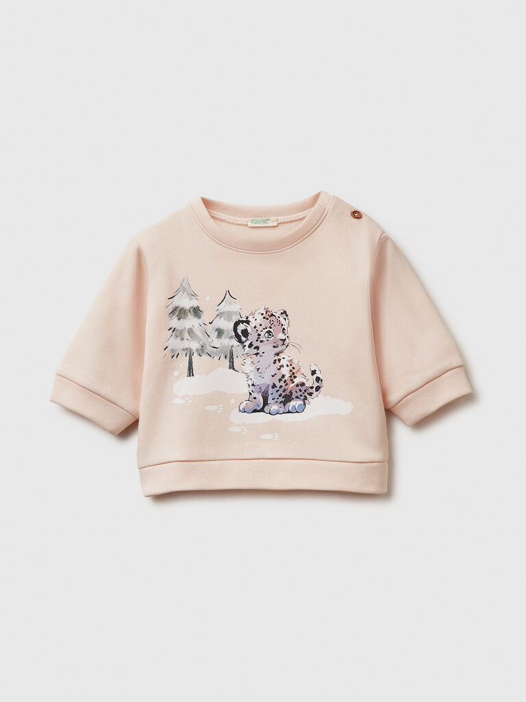 Hoodie with print in cotton blend