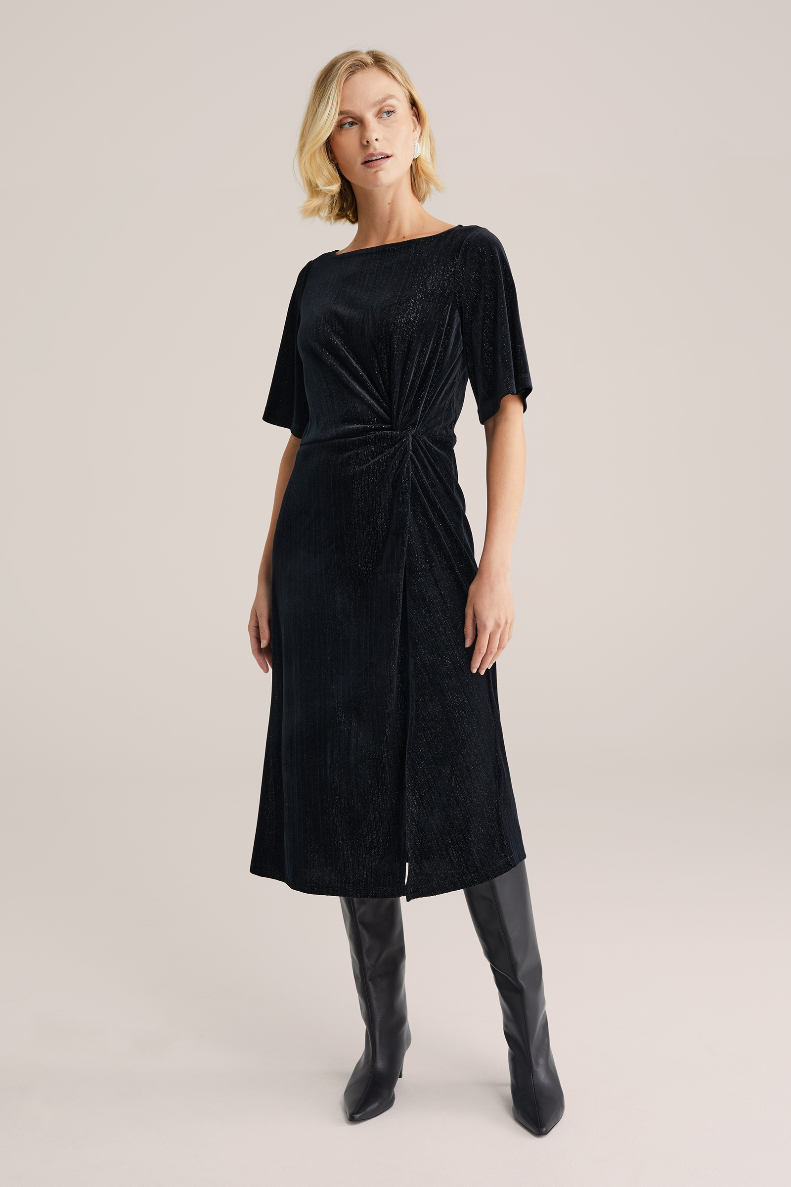 Dames velvet jurk met glittergaren