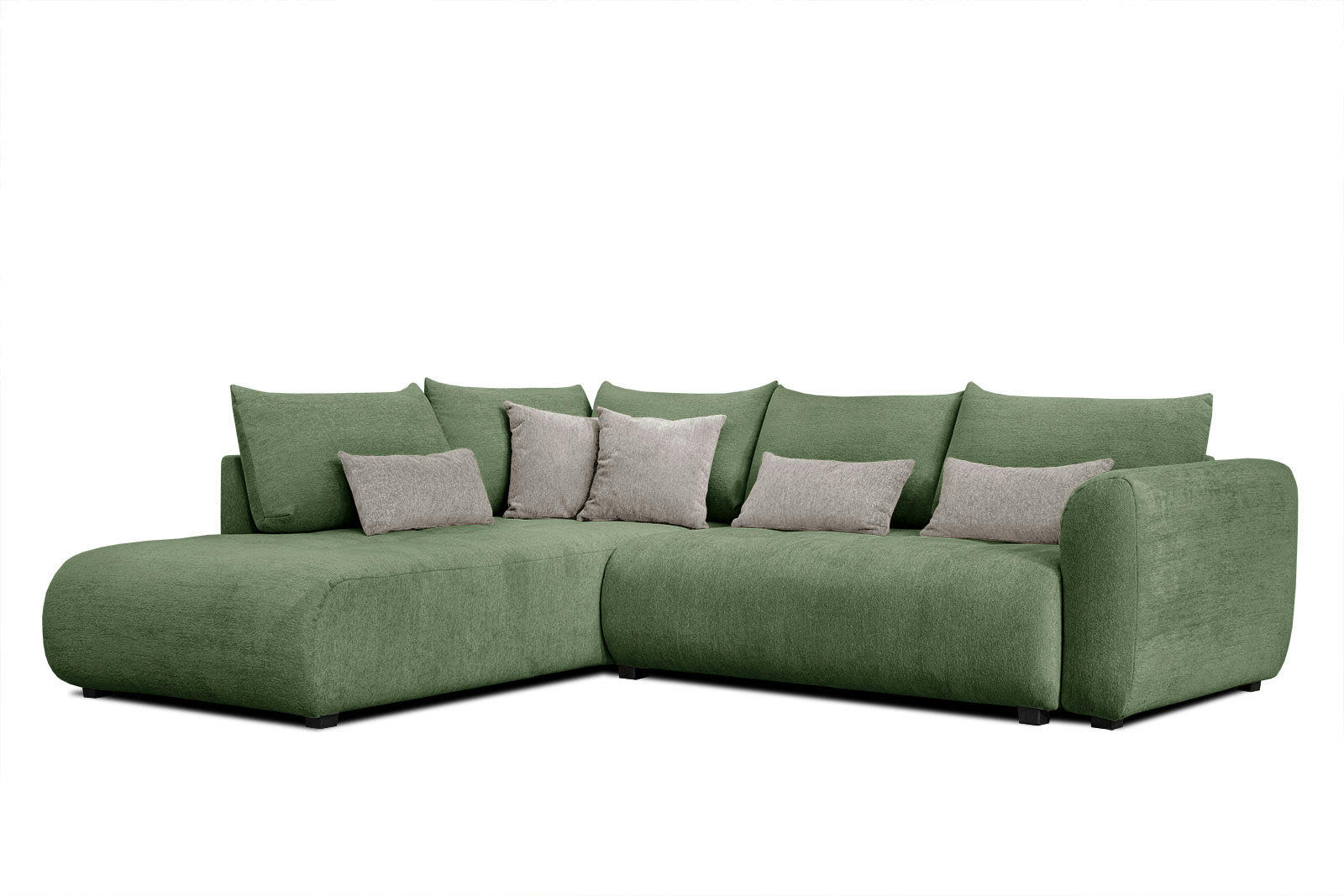 SORENO - Canapé d'angle gauche 5 places vert foncé avec le couchage