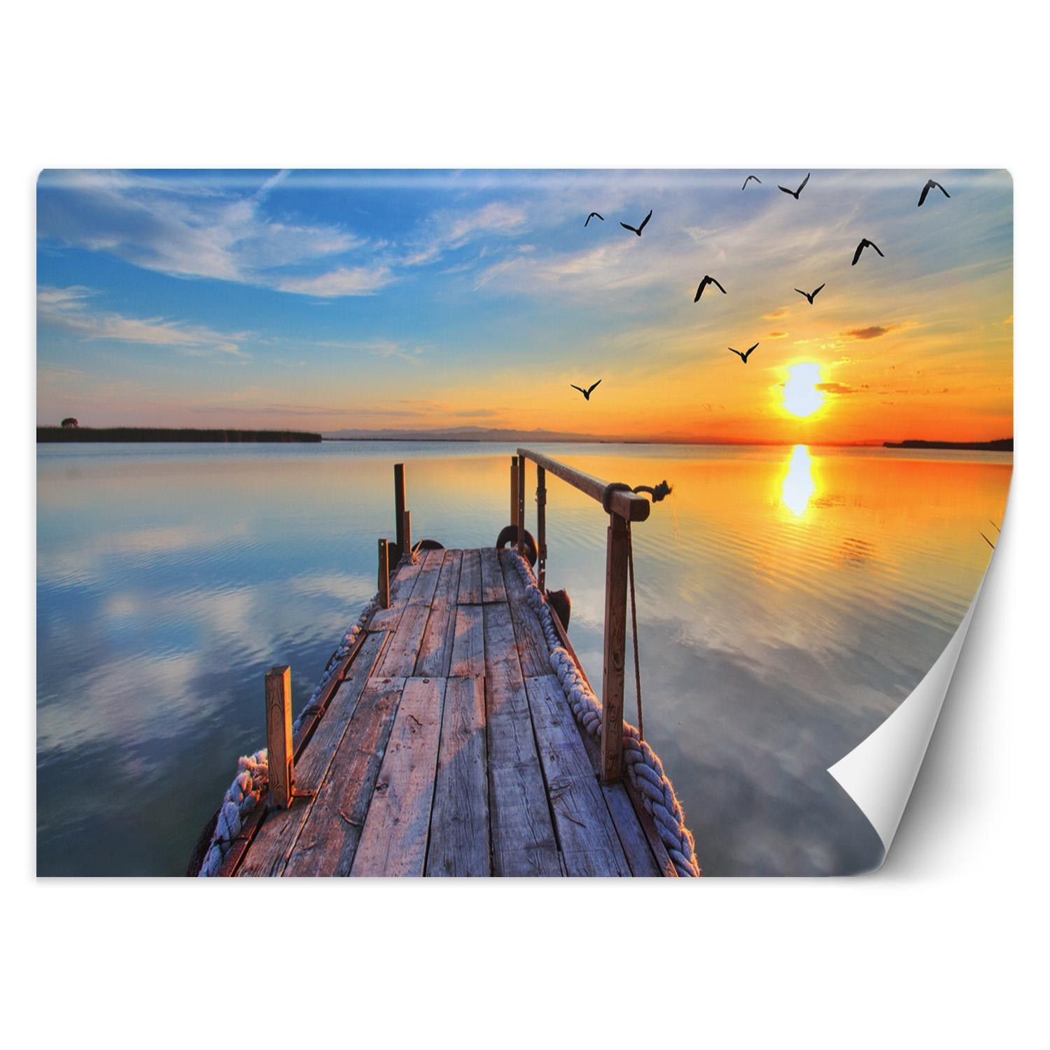 Feeby Fototapeta, Drewniany pomost i zachód słońca 150x105
