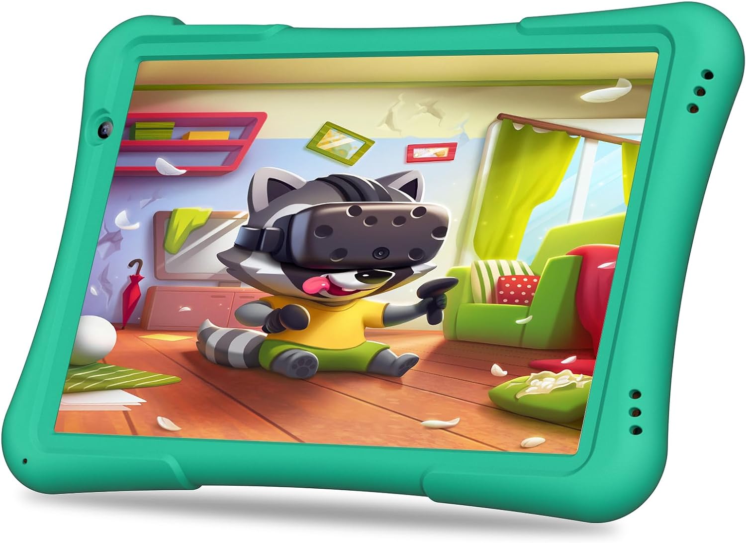 PRITOM 10 inch Kids Tablet Android 14 Tabletas 32GB, Quad-Core, 6000mAh, Large HD IPS Display, WiFi 6, Dual Camera, Bluetooth, Toddler Tablet for Kids Age 3+, Green