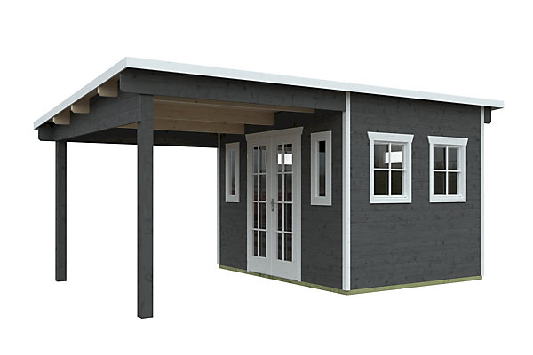 Abri de jardin SKAN HOLZ Dilbeek, 513 x 320 cm, 28mm, traitement coloré gris ardoise