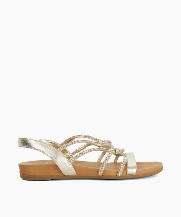 Lyrically Gold - Flat Strappy Sandals