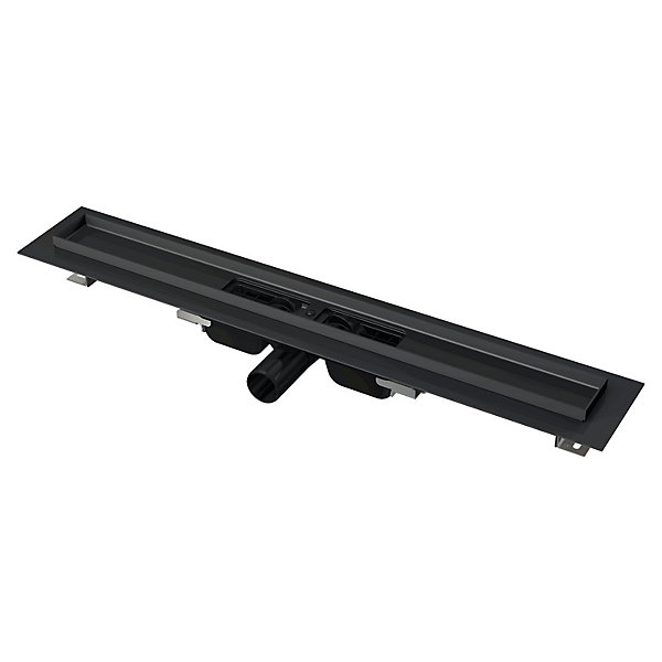 Alca Caniveau de douche avec bordure pour grille 950 mm   Manchon PVC 40 à Joint et à Coller, noir mat (APZ101BLACK-950-M)