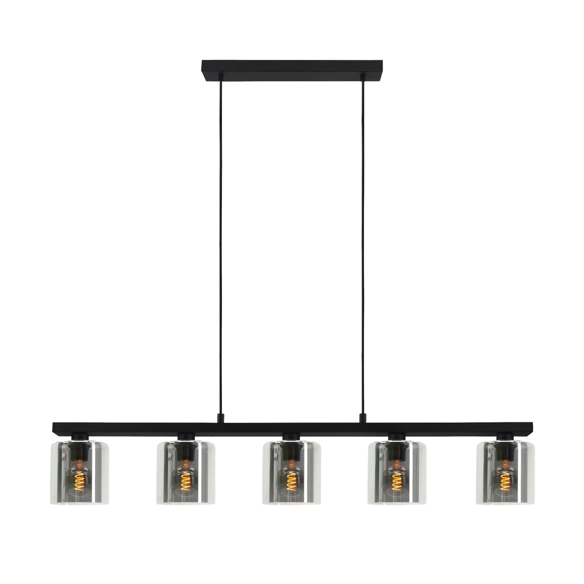 EGLO hanglamp Cadley - e27 - 121 cm - rookglas - smoke - zwart