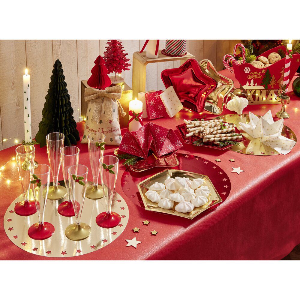 Lot de 4 sous-assiettes en carton doré décor ajouré
