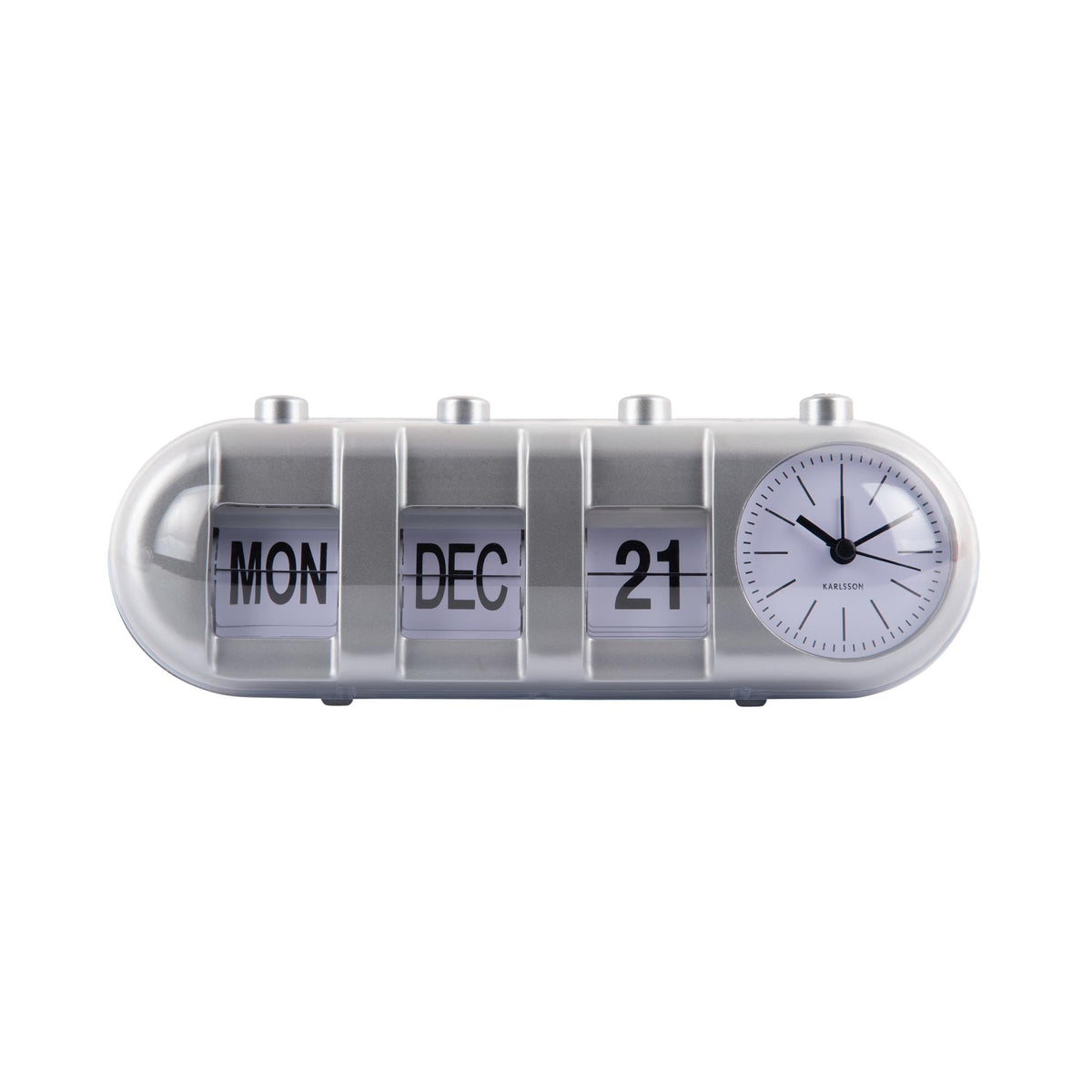 Karlsson wekker Retro Tube - zilver - 9x26x9.3cm