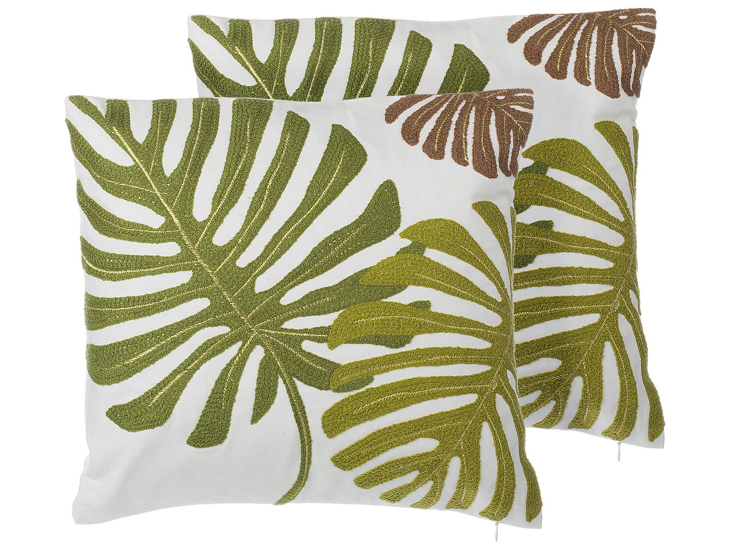 ZENOBIA - Lot de 2 coussin décoratifs en tissu vert 45x12cm