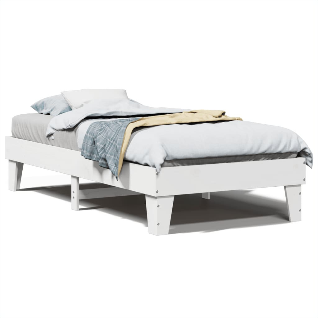 Rama łóżka bez materaca biała 75x190 cm lite drewno sosnowe