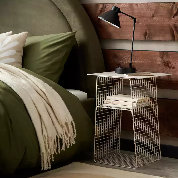 Habitat Cal Metal Bedside Table - Grey