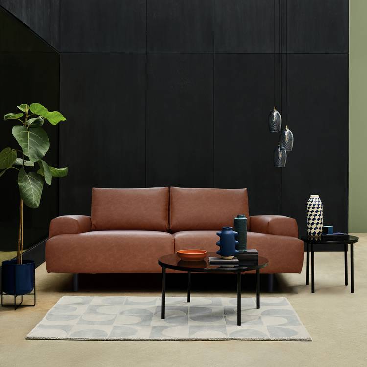 Habitat Julien Faux Leather 2 Seater Sofa - Tan