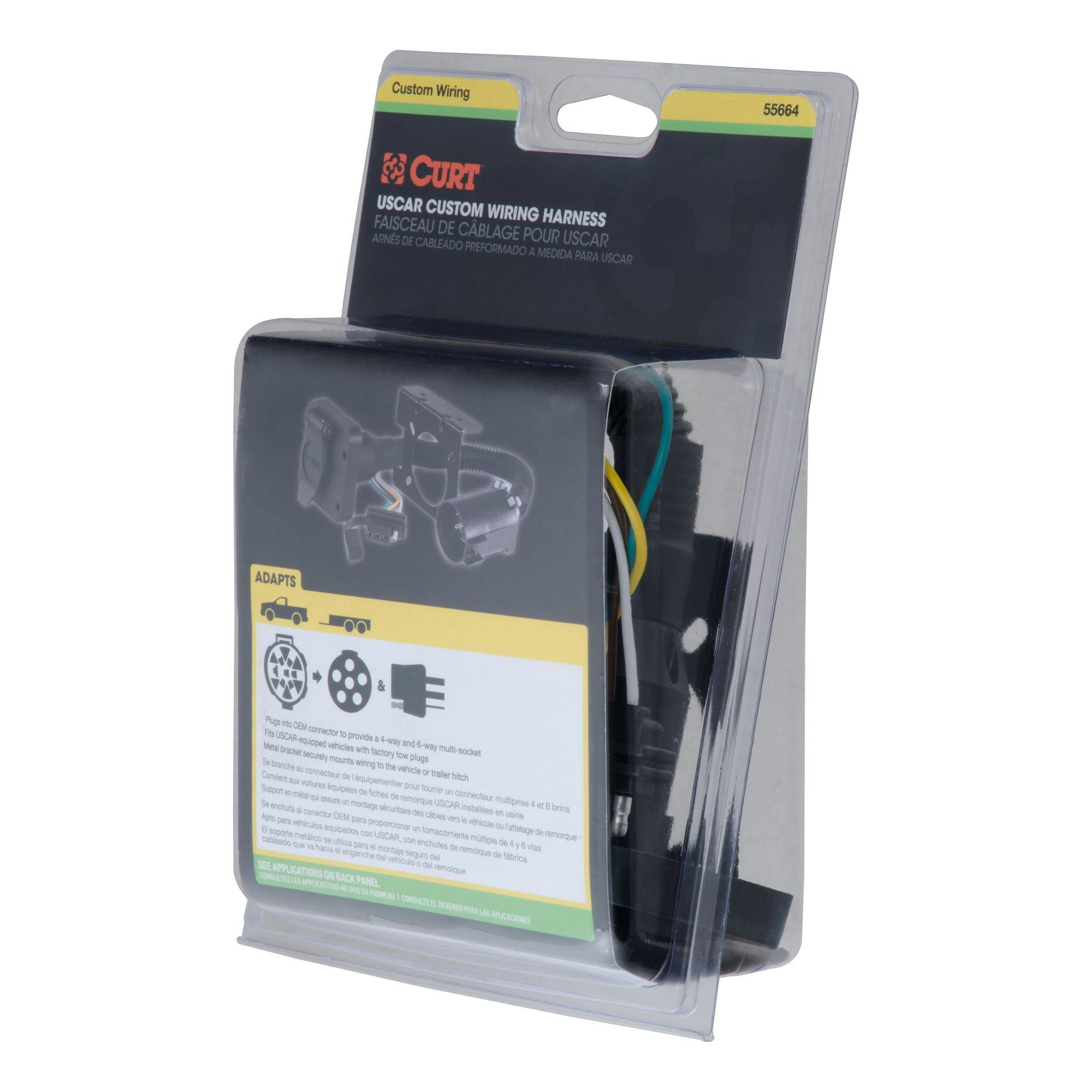 CURT Dual-Output 6-Way 4-Way Connector (Plugs into USCAR)