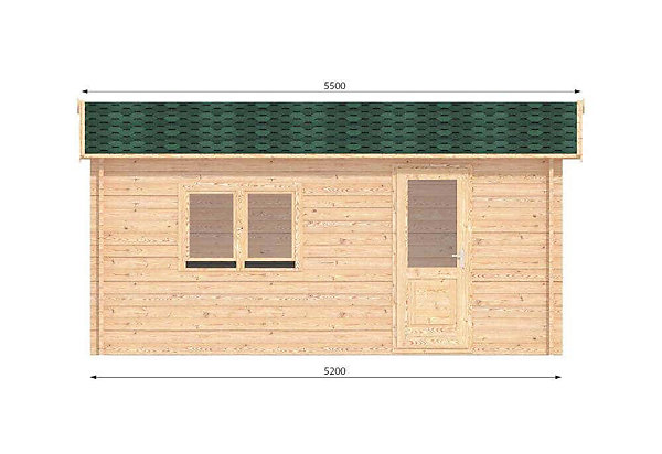 Garage en bois 320 x 520 cm - 1 place Alpholz, 35x55m dim ext (cas échéant incl débord de toit) imprégné, 44mm, 19,3m² totale