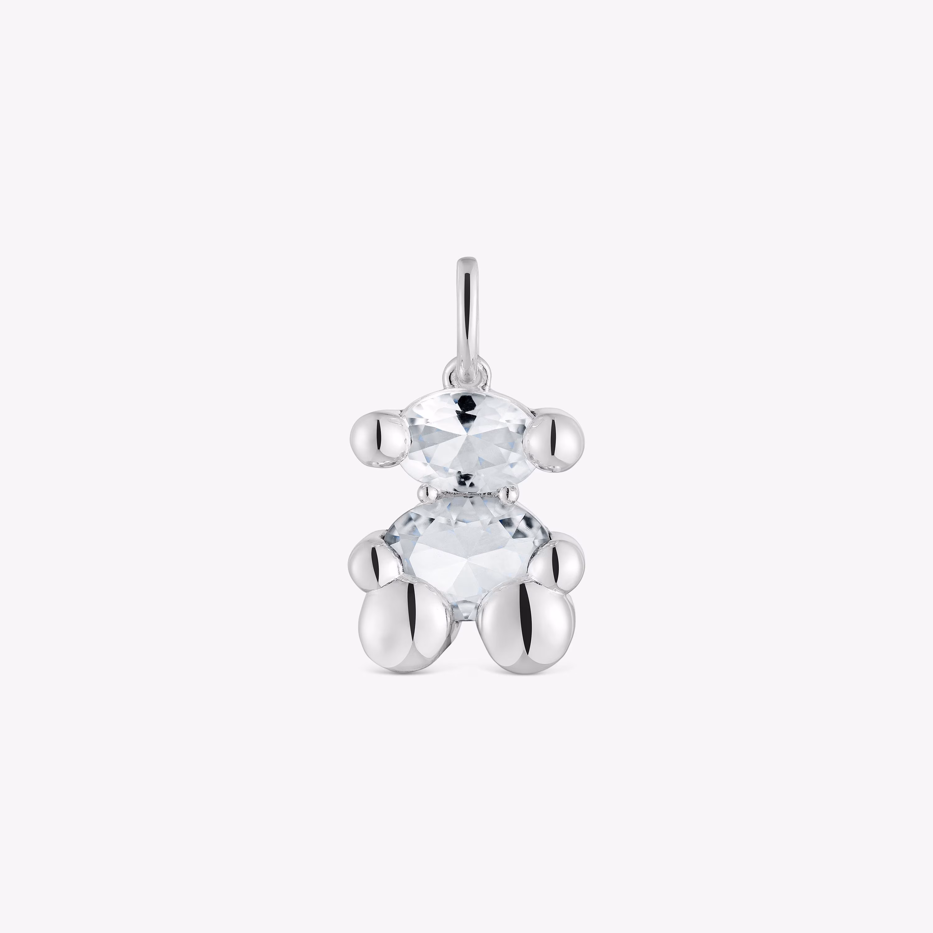 Colgante pequeño motivo oso de plata y cuarzo cristal de roca Color Bear