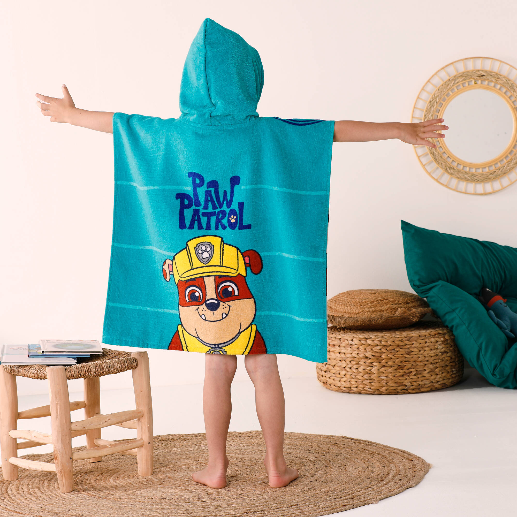 Poncho de bain enfant Pat'Patrouille personnalisé éponge et velours coton - 320g/m²