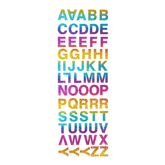 Bright Ombre Alphabet Iron-On Motifs 60 Pack