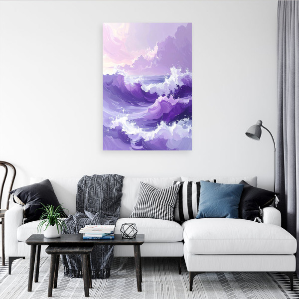 Obraz do salonu sypialni biura, Morze Fale Pastelowy Krajobraz 20x30