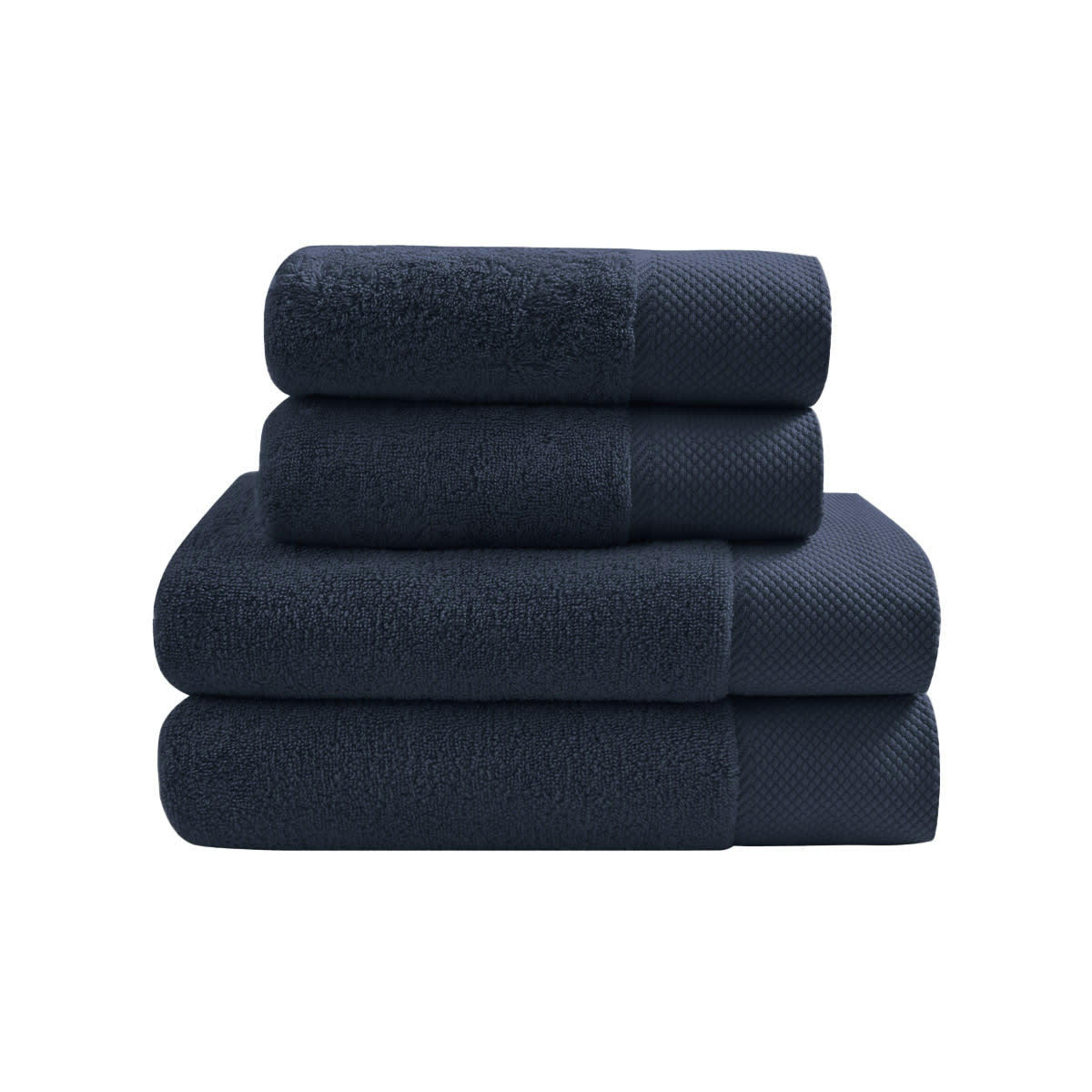 SENSOFT - Ensemble de bain 4 pièces zéro twist (2 draps bleu nuit