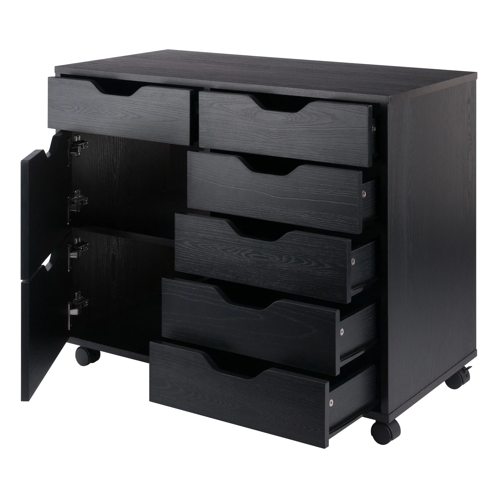 6-Drawer Storage Mobile Cabinet Set - 32 - Black