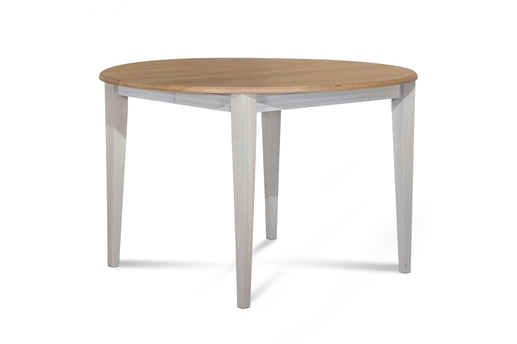 VICTORIA - Table ronde bois D115 cm avec 1 allonge et Pieds fuseau