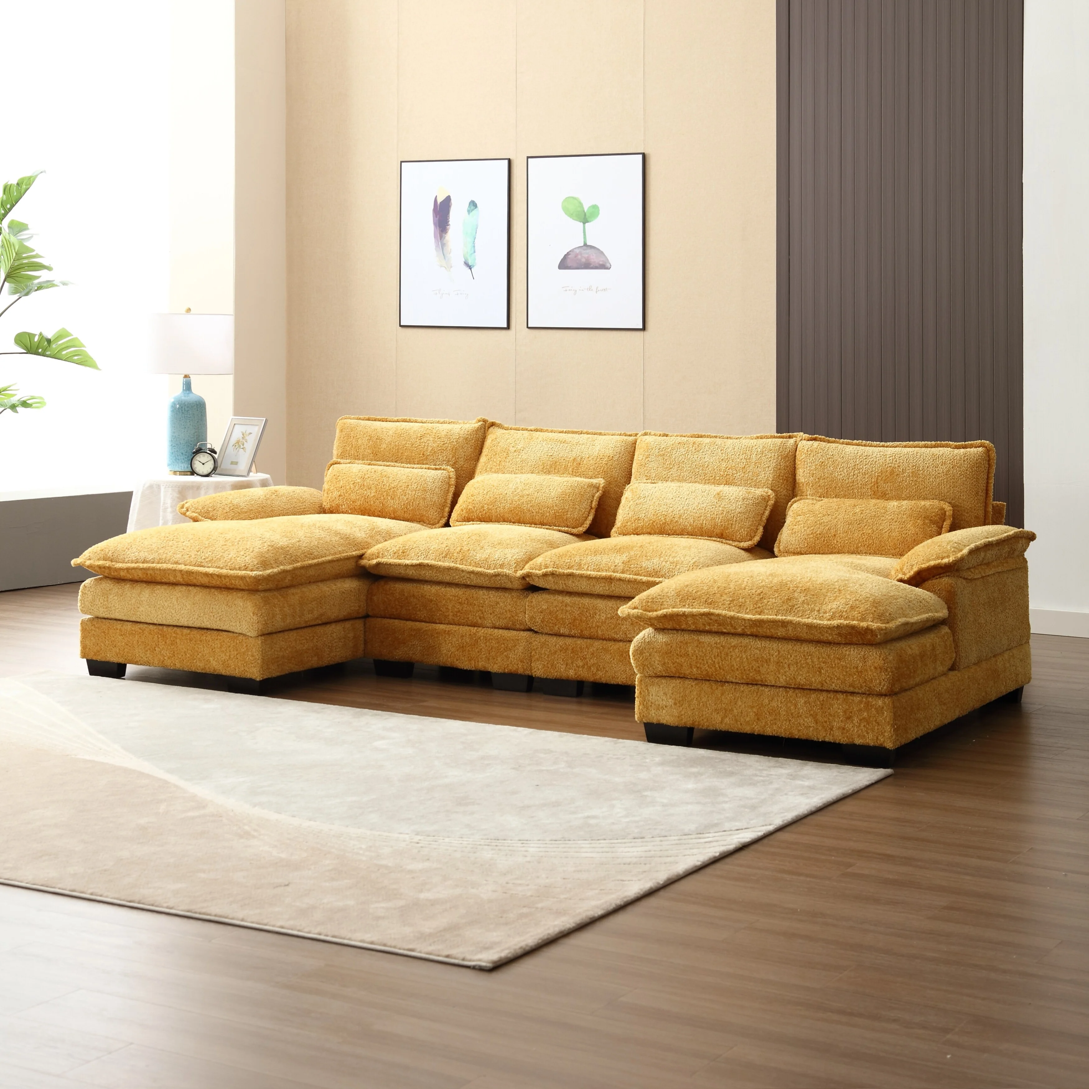 110.63'' Spacious U-Shaped 6-Seat Sectional Sofa with Modular Ottomans