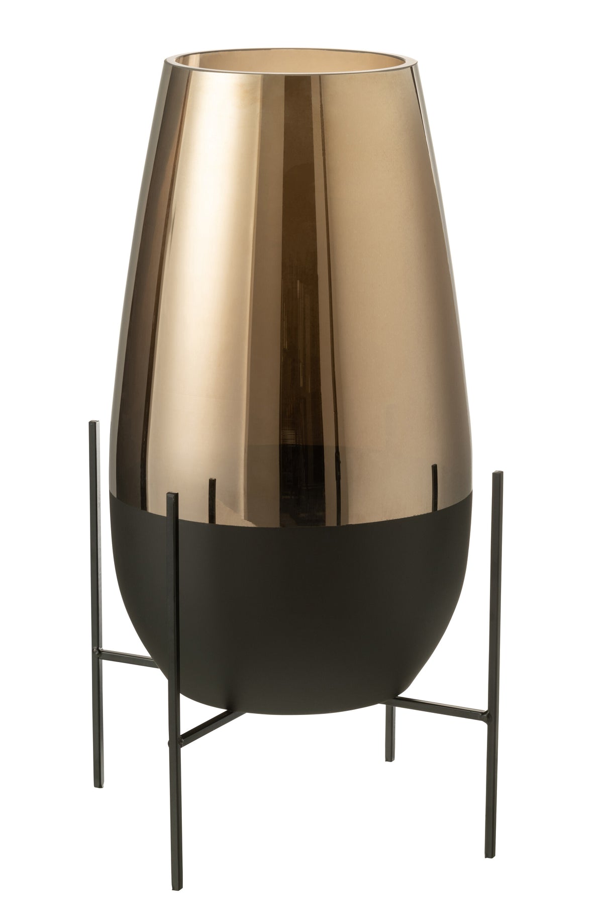 J-Line vaas Milan - glas - goud/zwart - Ø 26 cm