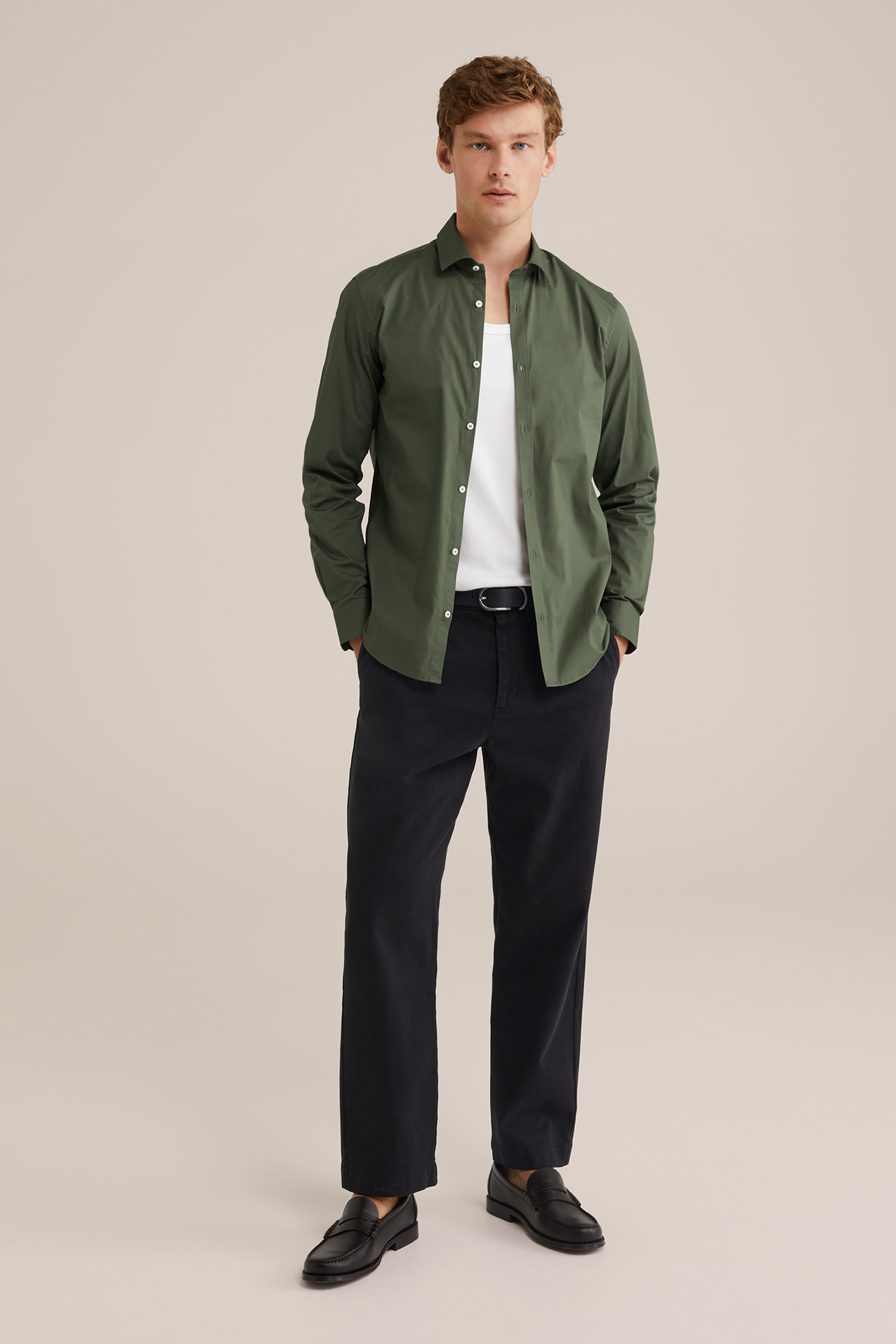 Heren Anti-odour slim fit overhemd met stretch