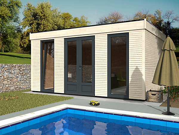 Abri de jardin Studio Décor Home en bois coloris naturel ép.44 mm surface extérieure 24,70 m²