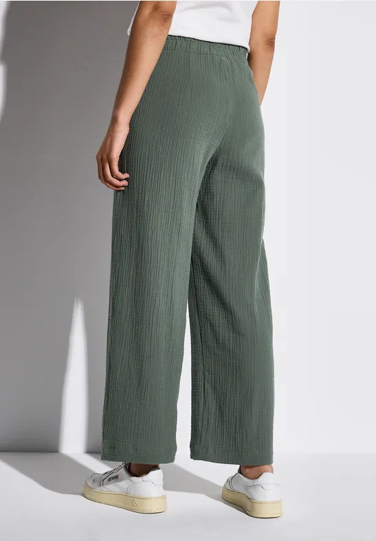 Wide Leg Musselin Hose