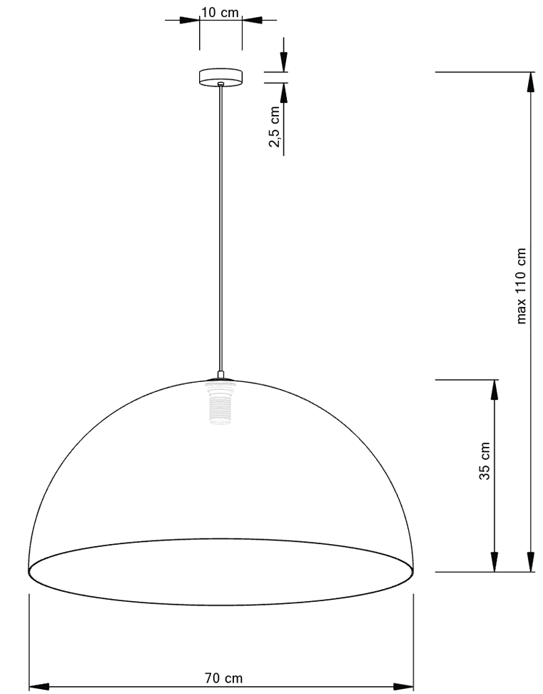 Lampa wisząca Sfera 70x70x115 cm czarny/ miedziany